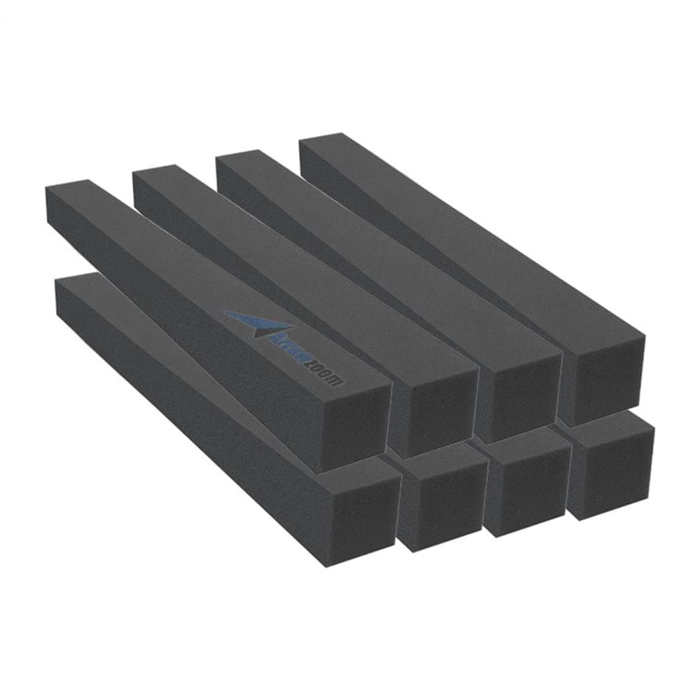 Arrowzoom Long Acoustic Bass Trap Corner Fill Block 8 Pieces 7.5 x 7.5 x 60 cm BLACK Acoustic Treatment Kit Soundproof Wall Insulation Panels Sound Recording Acoustic Panels Studio 1160