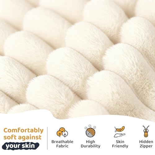 Image of HABUTWAY Bean Bag Chair, Giant Bean Bag Chairs for Adults and Kids, Bean Bag Sofa, Lazy Floor Sofa, Faux Fur Beanbag Chair with Armrests for Living Room Bedroom (Beige)