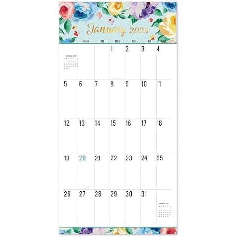 2025 Wall Calendar - Calendar 2025 for Wall, JAN. 2025 - DEC. 2025, Large Print Big Grid 2025 Wall Calendar, 12" x 24" (Open), Glossy Paper, Hanging Holes Cover