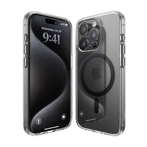 elago Magnetic Hybrid Clear Case Compatible with iPhone 15 Pro Case, Compatible with MagSafe, PC + TPU Hybrid Technology
