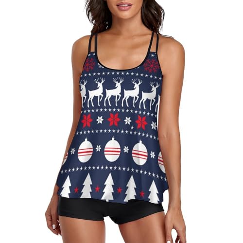 Tankini de Noël pour femme avec short de bain chic et robe de plage