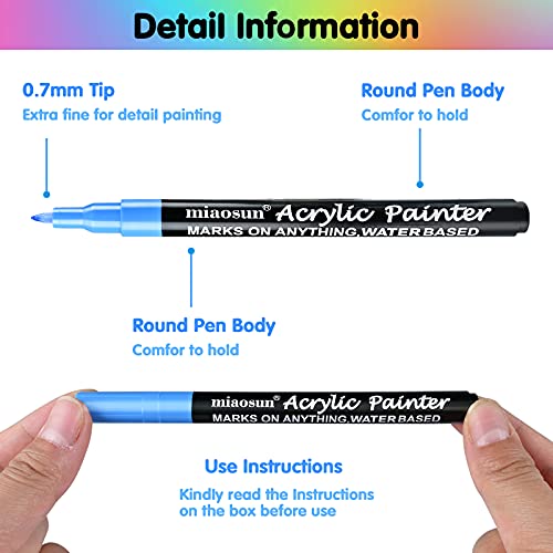 Acrylic Paint Pens 32 Colors Permanent Marker Pens 0.7mm Water Based Rocking Paint Markers Pens for Stone Metal Paper Glass Wood Plastic Porcelain Ceramic Leather DIY Photo Album Marker Set