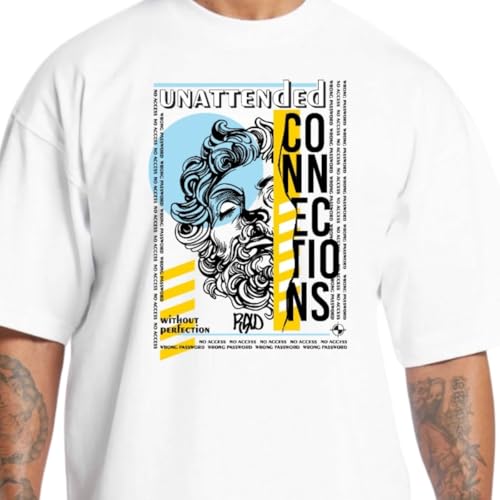 Camiseta Oversized de Algodão Masculina Ideal para Academia e Esportes Gola Redonda Estampa Connecti