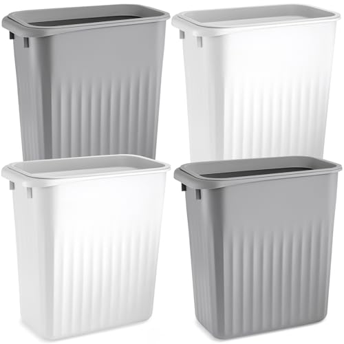 Image of Elsjoy 4 Pack 2 Gallon Plastic Trash Can, Slim Waste Basket Bathroom Small Garbage Can, Rectangular Trash Bin for Office, Kitchen, Bedroom