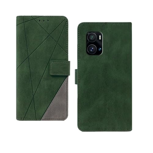 Image of amazon basics iQOO Neo 9 Pro 5G Flip Cover | Card Pockets Wallet & Stand | Flip Cover for iQOO Neo 9 Pro 5G (Green with Grey)
