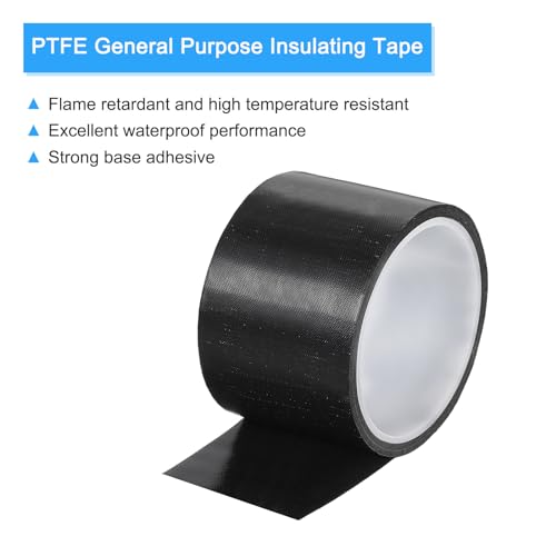 Image of MECCANIXITY High Temperature Tape 60mm PTFE Coated Fabric Tape Heat Resistant Tape for Vacuum Sealers Adhesive Tape 10m /33ft Black 0.18mm Thickness