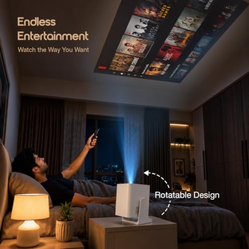 Image of Sekyo Lumina Portable Projector, 1080P & 4K HD Support, Mini Projector for Room, Auto Keystone, WiFi 6, Bluetooth, OTT Apps, HDMI, 5000 Lumens, 230 Rotatable, 240 inch Display