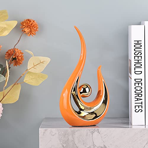 Dovdov Modern Art Abstract Statues, Ceramic Statues, Orange And Gold Home Decor, For Living Room Coffee Table Decor, Home Office, Bedroom Decor, Dining Table Decor And Accessories #TOP3