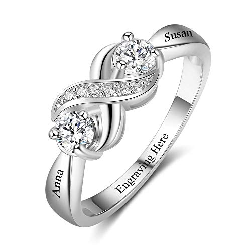 Tian Zhi Jiao Personalized Infinity Engagement Promise Rings for Her Custom 2 Simulated Birthstone Mothers Rings Engraved 2 Names Jewelry for Women (10)