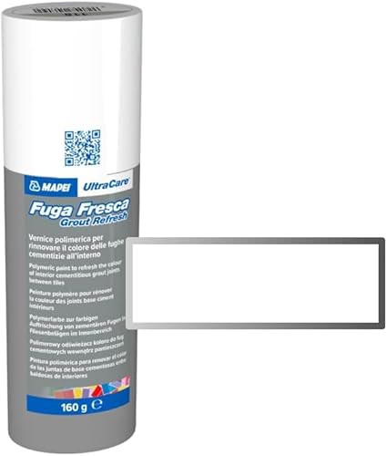 Mapei Ultracare Fuga Fresca 100 White Polymer Paint to Renew The Colour of Cement Grouts. Bottle 160 g