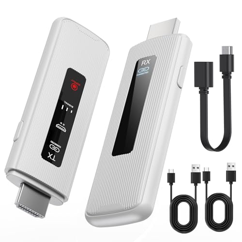 TSUPY Émetteur et récepteur Hdmi sans Fil, Extension HDMI avec écran LED,Portée de 50M, 1080P Full HD, 2,4G/5G,pour Ordinateur Portable, PC vers TV HD, Projecteur,Plug & Play,Blanc