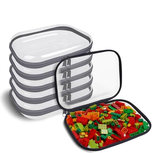 Clear Hard Shell Zipper Case,6PCS Transparent Clear Zipper Pouches,Hard Side Plastic Case Set,Portable Travel Storage Organizer Bins