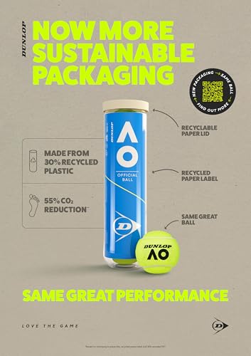 DUNLOP Tennisball Australian Open - für Sand, Hartplatz und Rasen (4 Bälle)