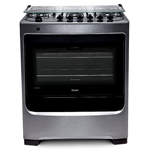 Fogão Consul 6 bocas cor Inox com botões removíveis e vidro interno vedado - CFS6NAR BIVOLT