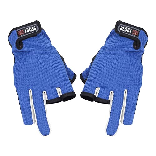 JX-SHOPPU 釣り用 手袋 フィッシンググローブ 指 3本 出し 滑り止め 釣り道具 防寒 作業 汗 吸収 便利 Lightweight Fishing Gloves, 3 Fingerless Anti-Slip (ブルー)