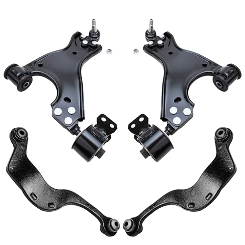 Image of Detroit Axle - 4pc Control Arms for Buick Enclave Chevrolet Traverse GMC Acadia Limited Saturn Outlook, 2 Front Lower Control Arms with Ball Joints 2 Rear Upper Rearward Control Arm Replacement