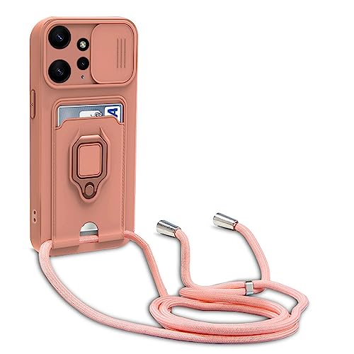 yanasuo Camera Protection Lanyard Phone Case for Xiaomi Redmi Note 12 4G, Card Holder, Slide Camera Cover
