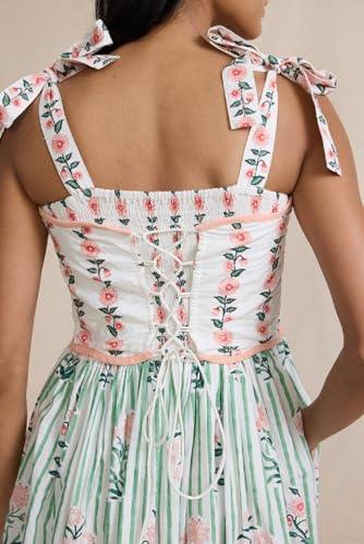 Image of Women Y2k Boho Maxi Dress Tie Shoulder Backless Strappy Tiered Flowy Dress 2024 Summer Floral Beach Sundress
