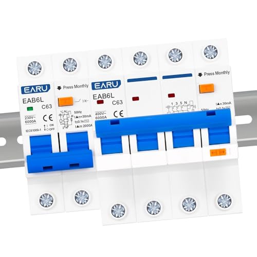 Interruptor disyuntor de corriente residual 2P contra cortocircuito y fugas 16A 4