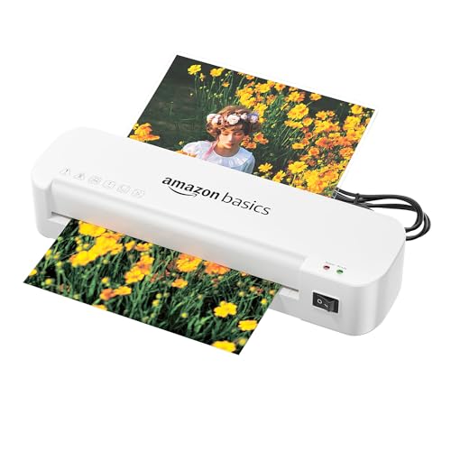 Image of Amazon Basics A4 Laminating Machine | Rapid Lamination | Adjustable Temperature Settings | 1-Year Brand Warranty