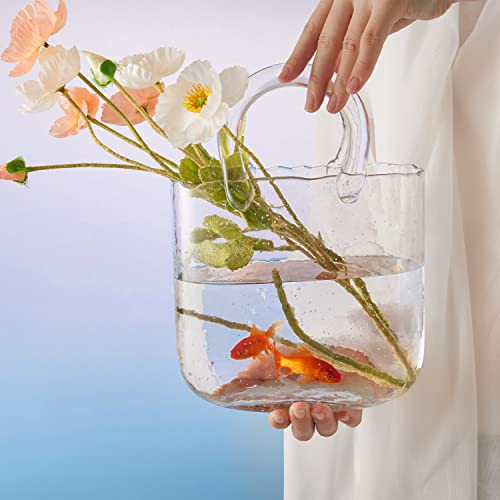 Luubeibei Glass Flower Vase Clear Purse Bag Handbag Shape Vase For Table Home Living Room Office Decor Rectangular Book Vase Fish Bowl Unique Design Gift For Friends Sisters Girlfriends Women Girls #TOP1