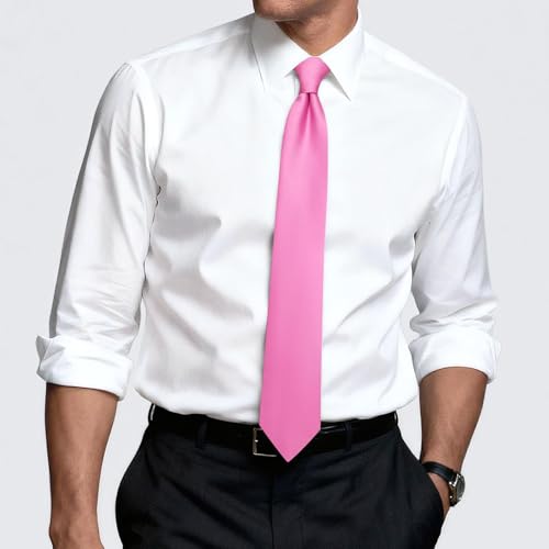 Image of Hi-Tie Men's Extra Long Solid Satin Tie Set 63 Inch /70 Inch Formal Necktie
