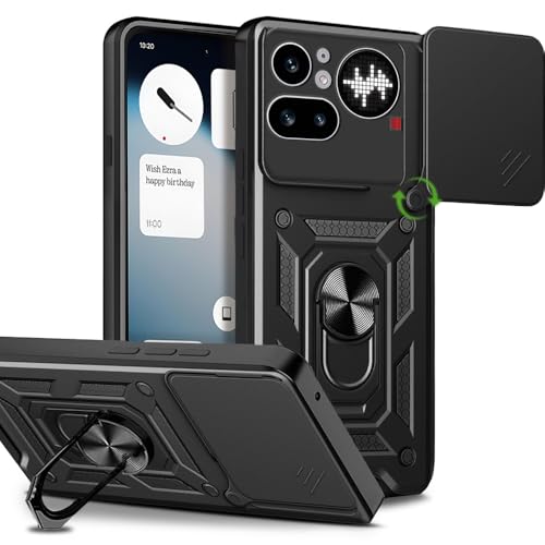 Image of AESTMO Tough Armor Nothing Phone 4A Pro 5G Bumper Back Case Cover | Ring Holder & Sliding Camera Shield Cover | 360 Degree Protection Back Case Cover Nothing Phone 4A Pro 5G (Black)