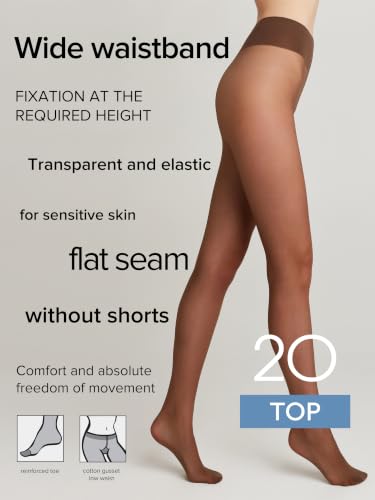Image of Conte Tights Sheer to Waist Hipster Low-Rise Pantyhose with Adjustable Belt, Top 20 Den