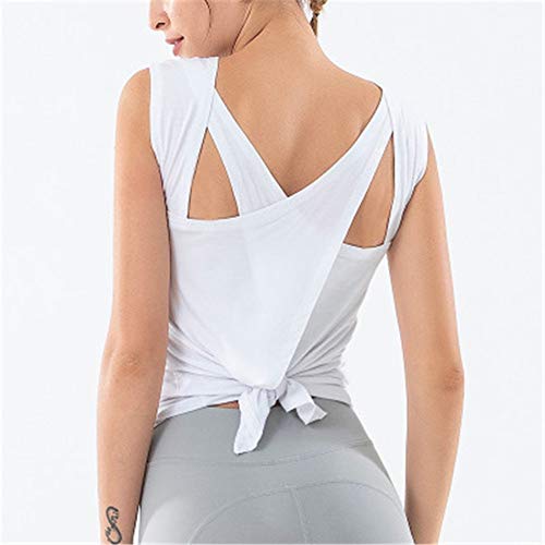 ChengBeautiful Yoga Tops Women's Sexy Side Split Yoga Tops Workout Tank Sport Shirt for Women (Color : White, Size : M)