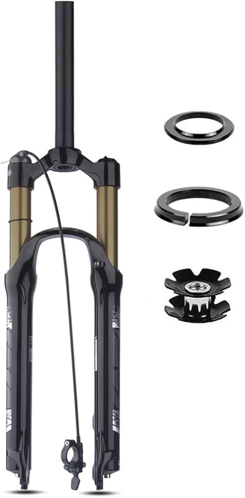 CuNtoHHH MTB Air Fork 26/27.5/29 Inch 100mm Travel Bike Suspension Forks QR 9mm Disc Brake 1-1/8" Straight Tube Remote Lockout XC AM Mountain Bike Front Forks (Color : Gold, Size : 26inch)