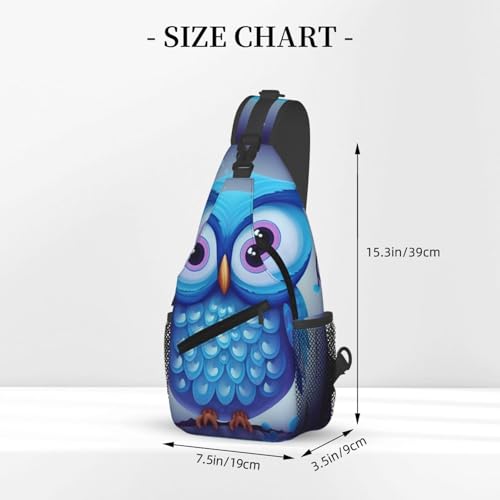 Bolso cruzado masculino mochila sling azul búho miniatura 3