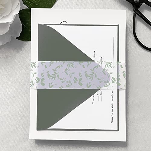 Vellum Belly Bands, Vellum Bands for Invitations Sage Green