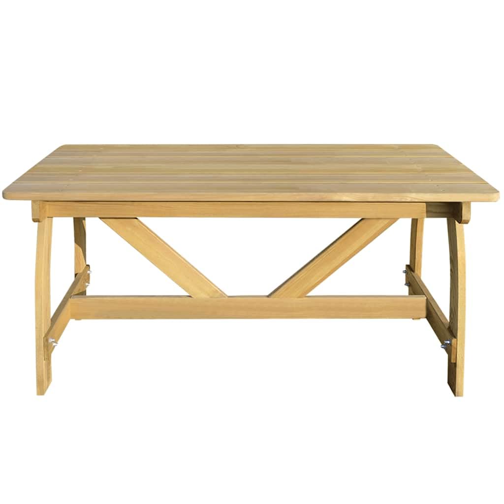 Stabilny stół ogrodowy 150 x 74 x 75 cm z impregnowanego na zielono drewna sosnowego, rustykalny stół drewniany do ogrodu i na zewnątrz, wytrzymały i odporny na butwienie, prosty