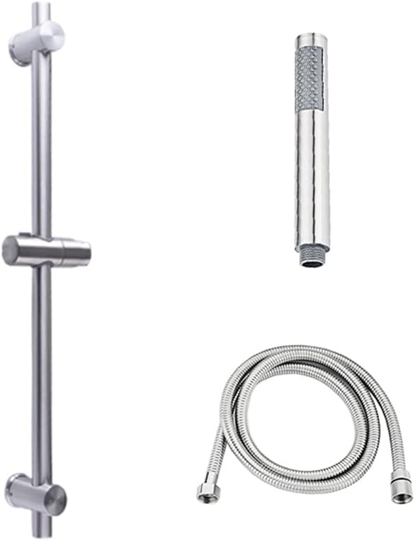 KEHAIOO Stainless Steel Adjustable Shower Slide Bar Bath Handheld Shower Rail Sliding Rod with Hand Shower & Hose Brushed Nickel