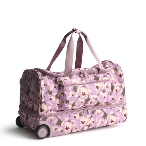 Vera Bradley Womens Ripstop Adair Rolling Duffel Travel Bag Curly Tulips Purple One Size