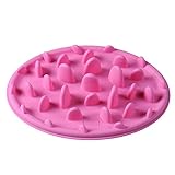 Sundlight Interactive Slow Feeder Dog and Cat Bowl for Fast Eaters,Non-slip Bottom,Food Grade Silicone Anti-gulp Dog Bowl,Pink,Size S