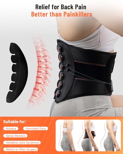 KKH Adjustable Back Support Brace, Ergonomic Back Brace for Lower Back Pain Women, Lumbar Support Belt for Relief Sciatica Pain