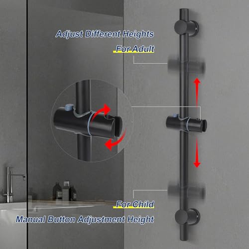 Barre de douche en acier inoxydable rotative 360° avec fixations murales variables - 4