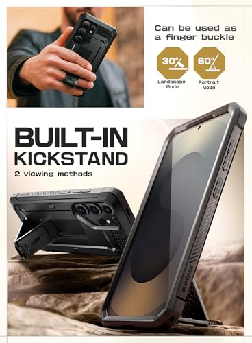 Image of SUPCASE for Samsung Galaxy S25 Ultra Case with Stand (Unicorn Beetle Pro), [2 Front Frames] [Built-in Screen Protector & Belt-Clip] Military-Grade Protection Phone Case for S25 Ultra 6.9 Inch, Black