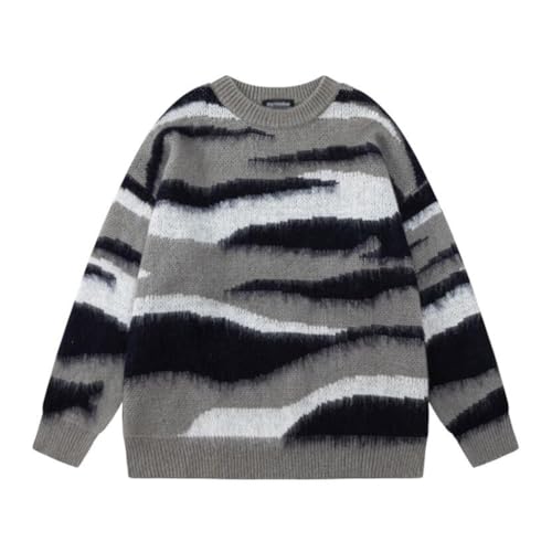 Gradient Contrasting Sweater, Men's Round Neck, Autumn and Winter Lazy Couple Outfit, Knitted Sweater(Medium)