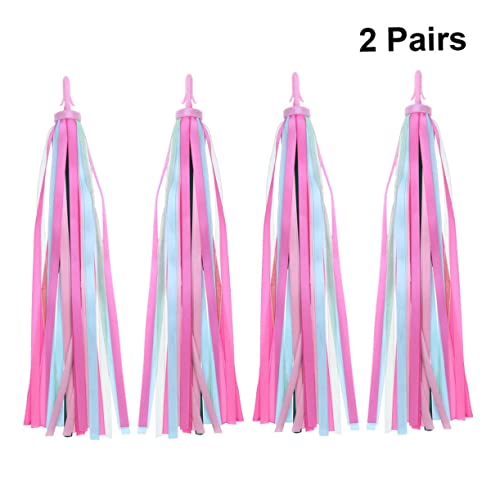 Gafoki 2 Pair Bike Handlebar Grips Kids Bike Grips Scooter Accessories For Kids Riding Tassels Polyester Streamers Bicycle Decorations Tricycle Ribbon Decorate Bike Handlebar Streamers #TOP2