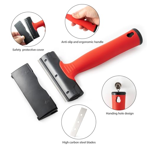 Image of Wallpaper Remove Tool Set With Perforating Scoring Tool,Spray Bottle,4 inch Razor Blade Scraper Sticker Remover to Peel Contact Paper Vinyl Backsplash Window Film Wallpaper Adhesive