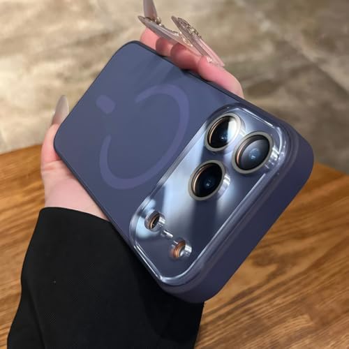 Étui magnétique iPhone 14 violet foncé haute finition avec fenêtre de protection