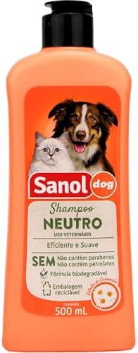 Sanol Dog Shampoo De Pêlos Para Cães E Gatos Neutro 500 Ml Laranj...
