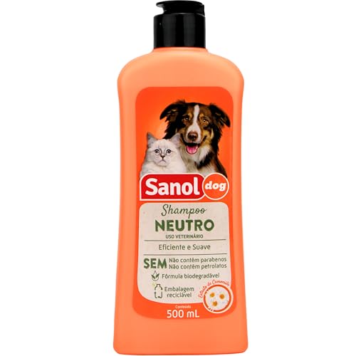 Sanol Dog Shampoo De Pêlos Para Cães E Gatos Neutro 500 Ml Laranja