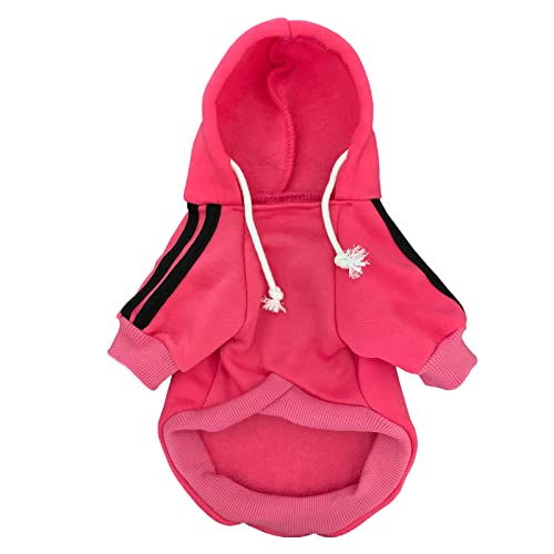 Izefia Dog hoodie Dog Hoodies Clothes Apparel Fleece Dog Sweater Winter Sweatshirt Warm Cotton Loop Basic Dog Hoodie for Small Dog Puppy Cat Magenta XL - Image 3