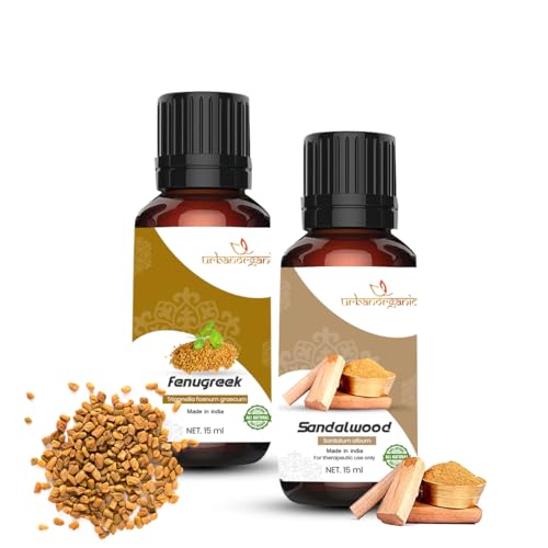 Image of Pure Combo Of 2 Essential oil For Hair & Skin Natural Therapeutic Grade & Undiluted Oil 15ML (Fenugreek -Sandalwood)