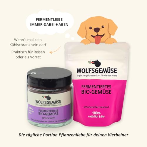 Wolfsgemüse - frisches, fermentiertes Bio-Gemüse für Hunde - getreidefrei und ohne künstliche Zusätze - 100% natürlich - ausgewogene Rohfütterung - Barf - Ergänzungsfuttermittel