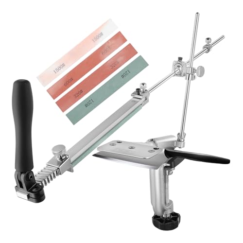 RUIXIN PRO RX-008 Professional Knife Sharpening Kit, 360° Flip Rotation, Fixed Angle Tool with 4 Sharpening Stones for All Kitchen Knives