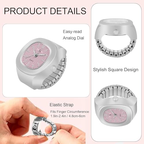 Image of Shocknshop Analog Fashion Stainless Steel Square Silver Ladies Ring Watch for Women -W165